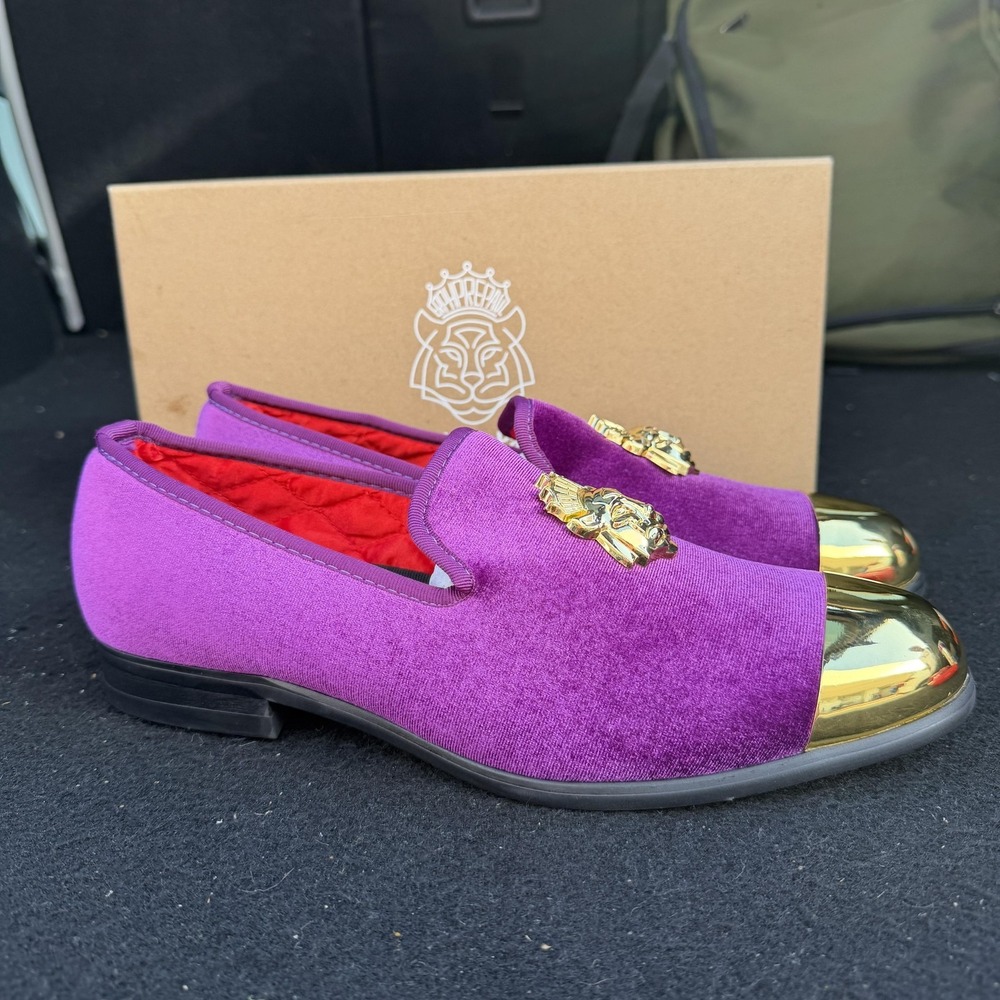 Erphpre Paul EP2022036 Shoes Mens Size 9 Purple Velvet Cap Toe Loafers Dress‎